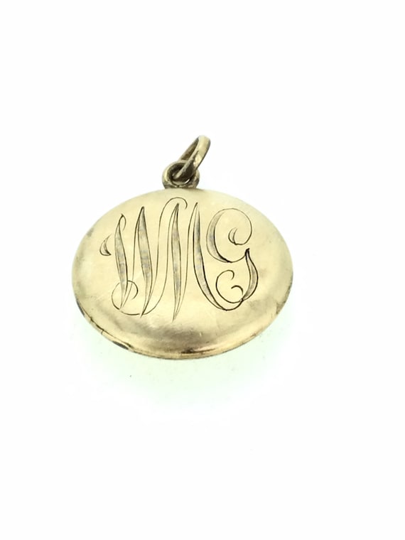 Antique Edwardian Monogram Locket Pendant Gold Shell Hallmarks