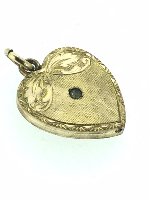 Antique Edwardian Patterned Paste Heart Pendant D… - image 3