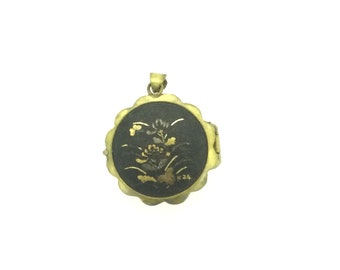 Amita Shakudo Locket Intaglio 24K Japanese Pendant