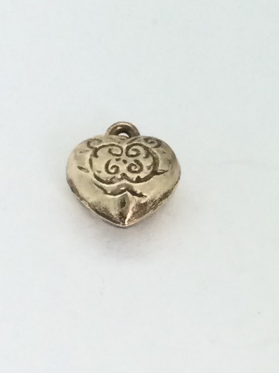 Victorian Small Heart Pendant Puffy Rolled Gold E… - image 7