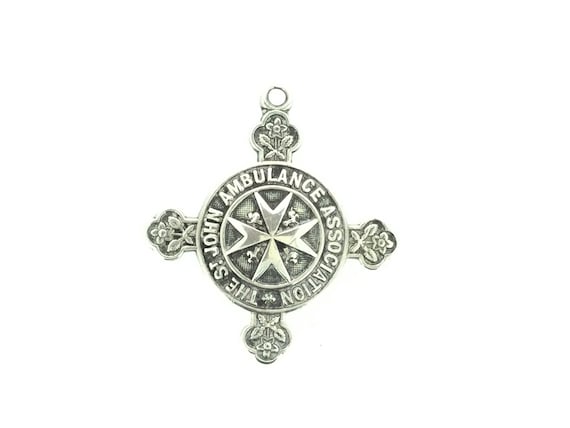 Silver Sterling Hallmarked Fob Pendant St. John Ambulance Association Patterned
