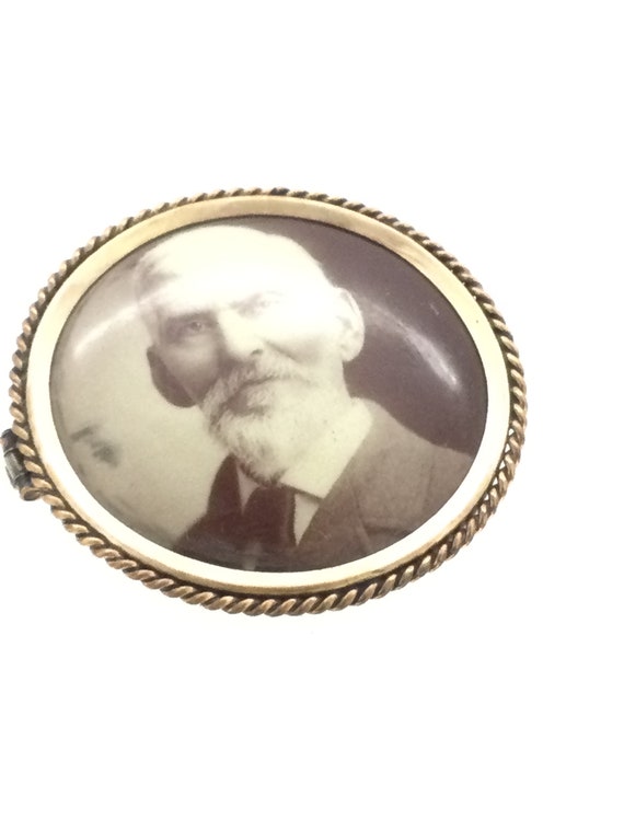 Antique Miniature Photograph Brooch Pin - image 3