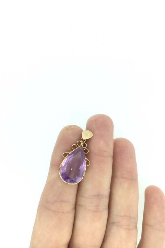 Antique Victorian Amethyst Gold 18CT 750 Pendant - image 7