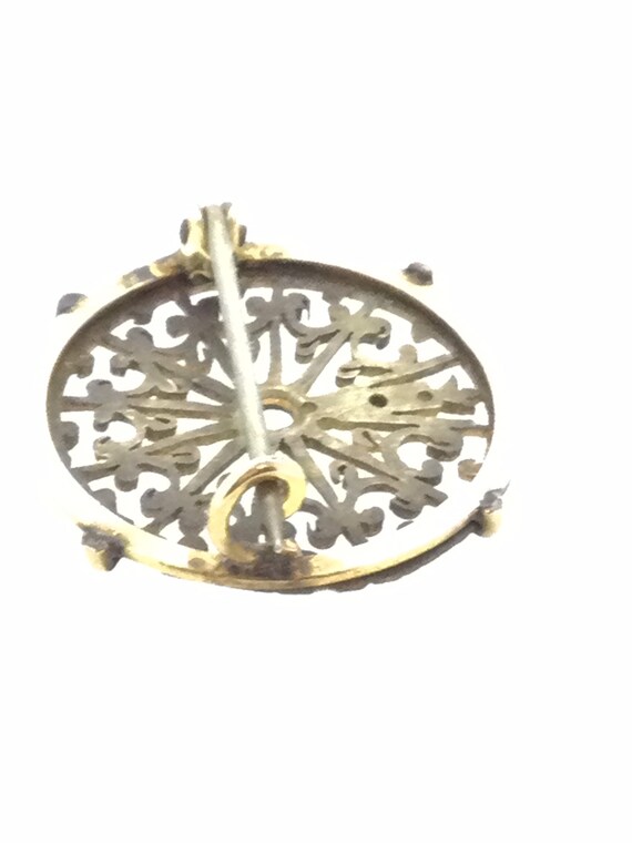 Antique Old Watch Brooch Pin Gilt Metal Astonishi… - image 7