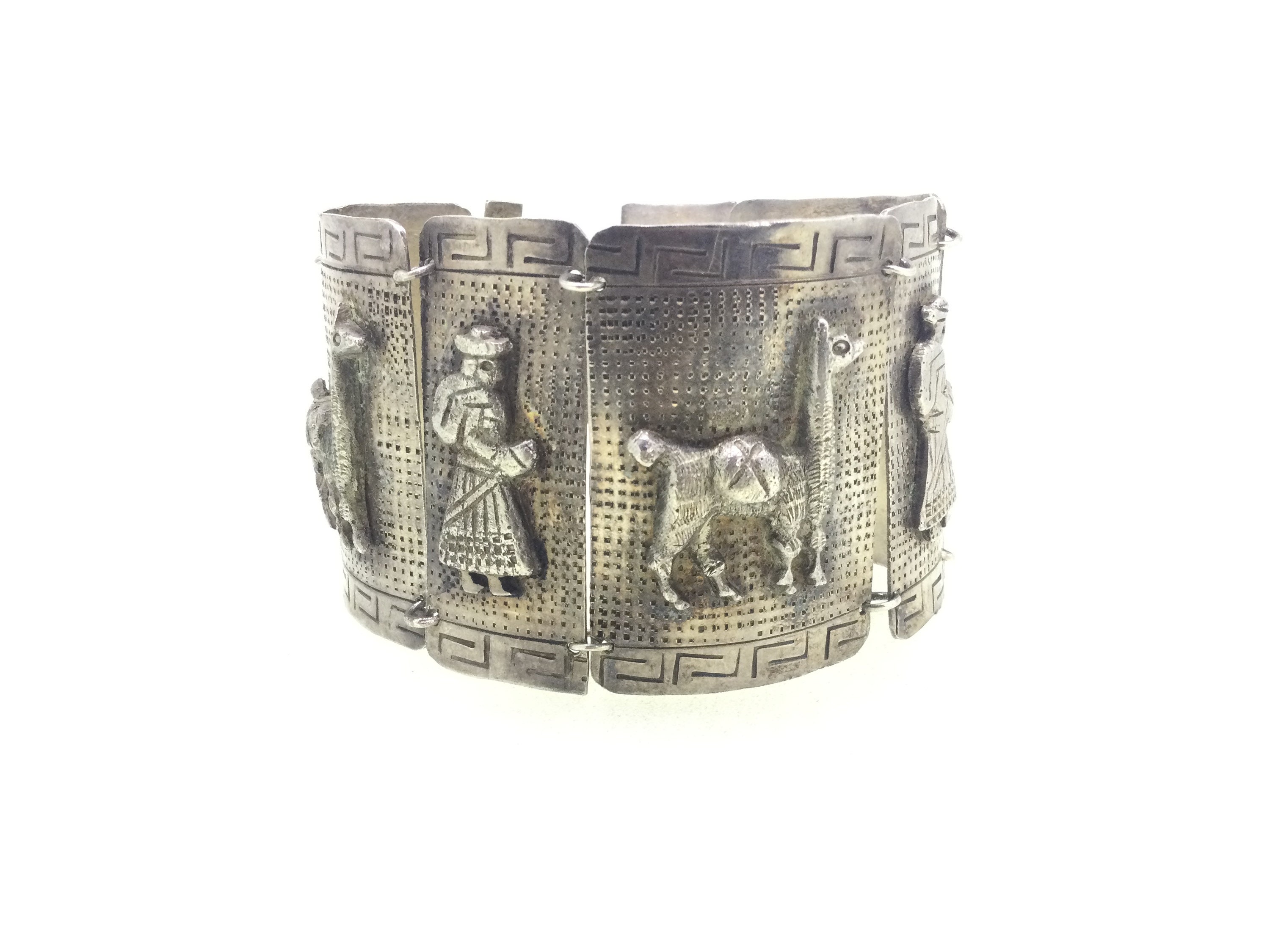 Peruvian Silver 900 Bracelet Heavy Articulated Vintage - Etsy
