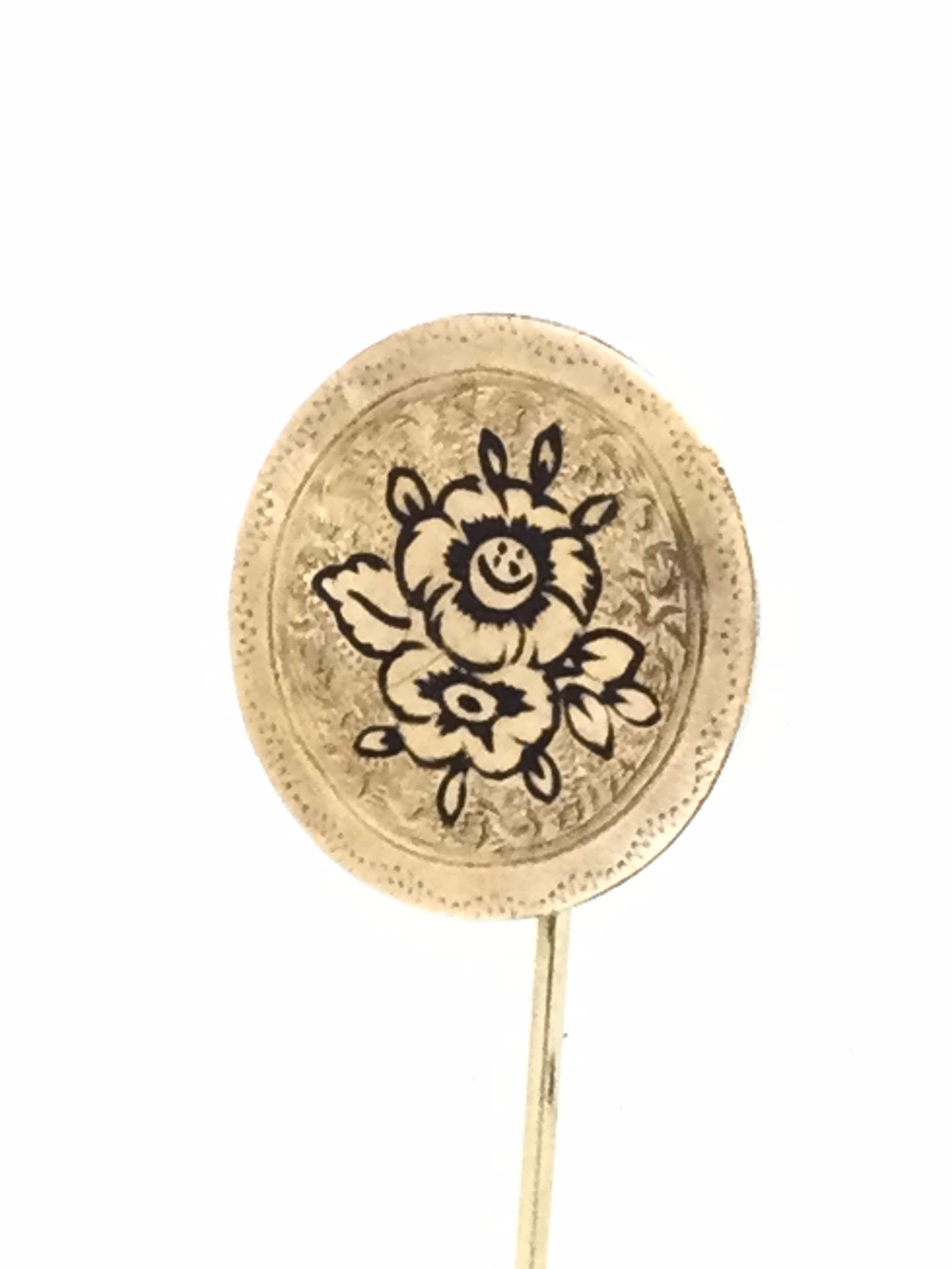 アンティーク フランス 12K ゴールド メッキ ブラック エナメル