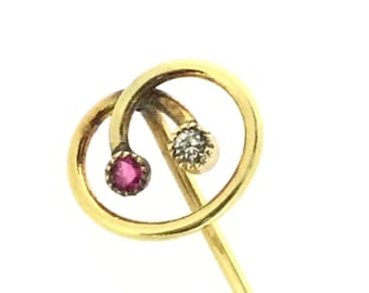 Antique French Paste Art Nouveau Stick Pin Gold Filled Elegance
