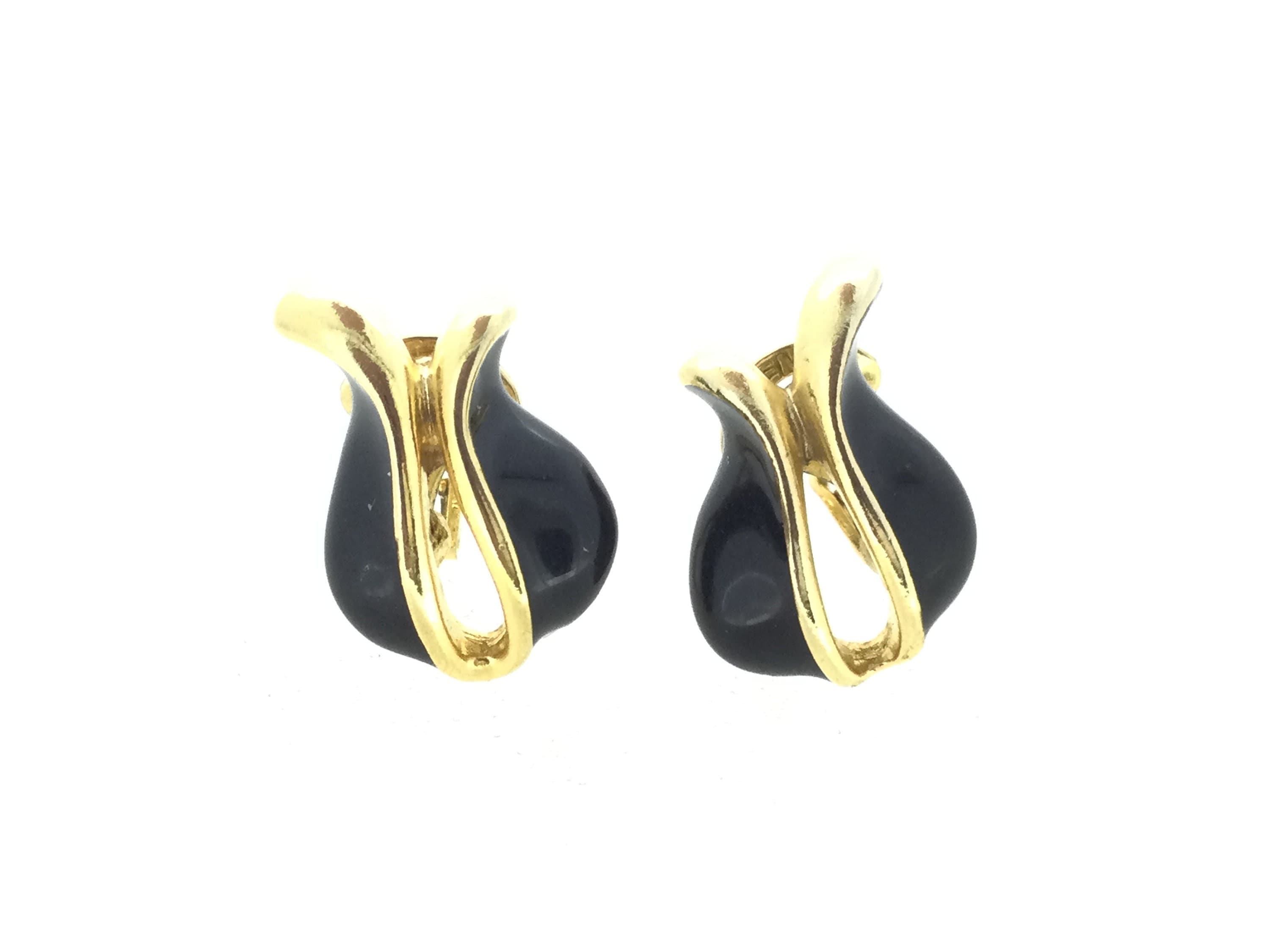 Boucles D'oreilles Anciennes Clips – Émaillées – Vintage – Sans Marque