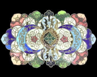 Art Nouveau Estate geëmailleerde grote gesp