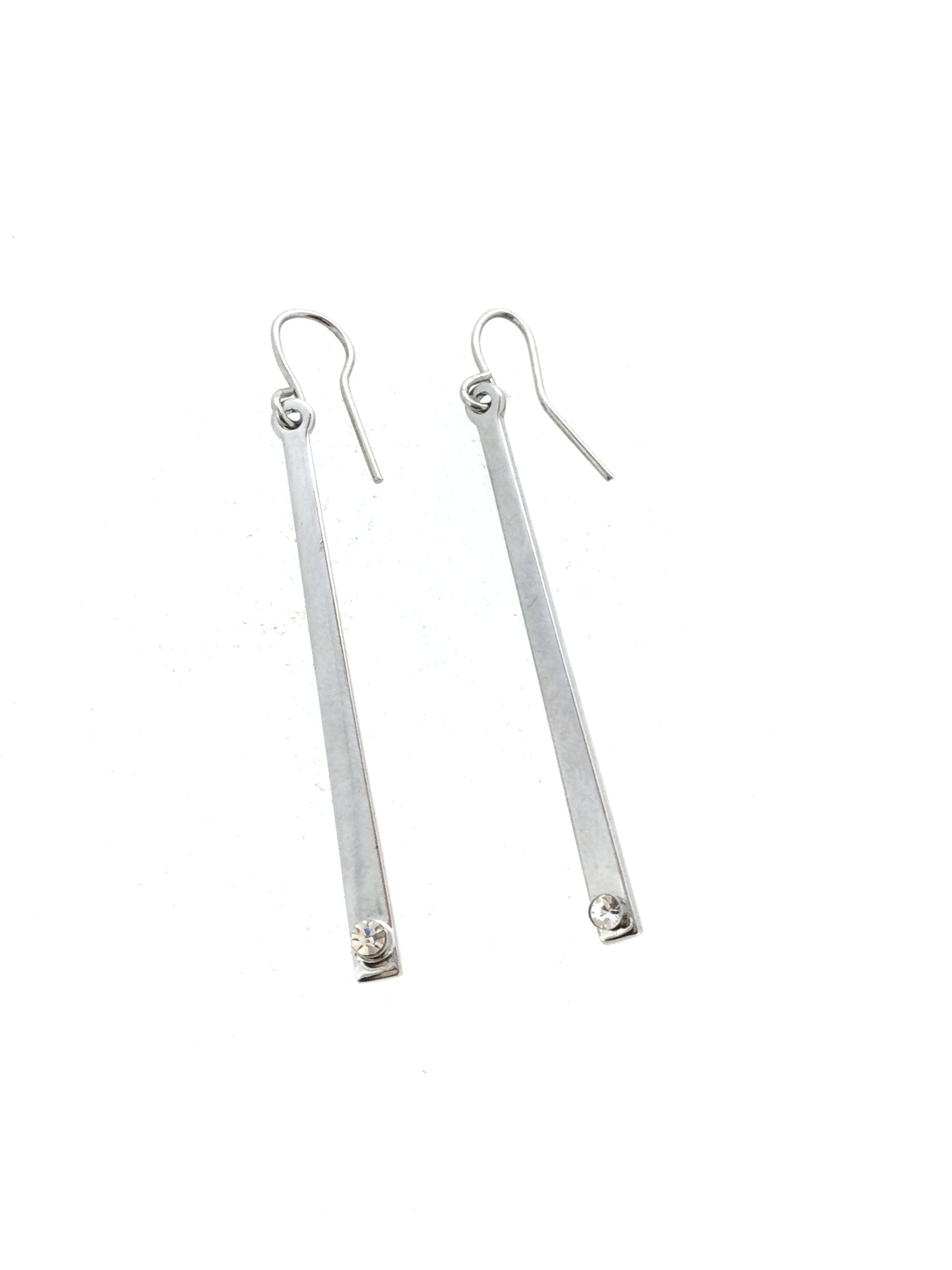 Boucles D'oreilles Vintage Plaqué Or Avec Bakélite Et Strass - Dormeuses, Pierres Synthétiques - Occasion