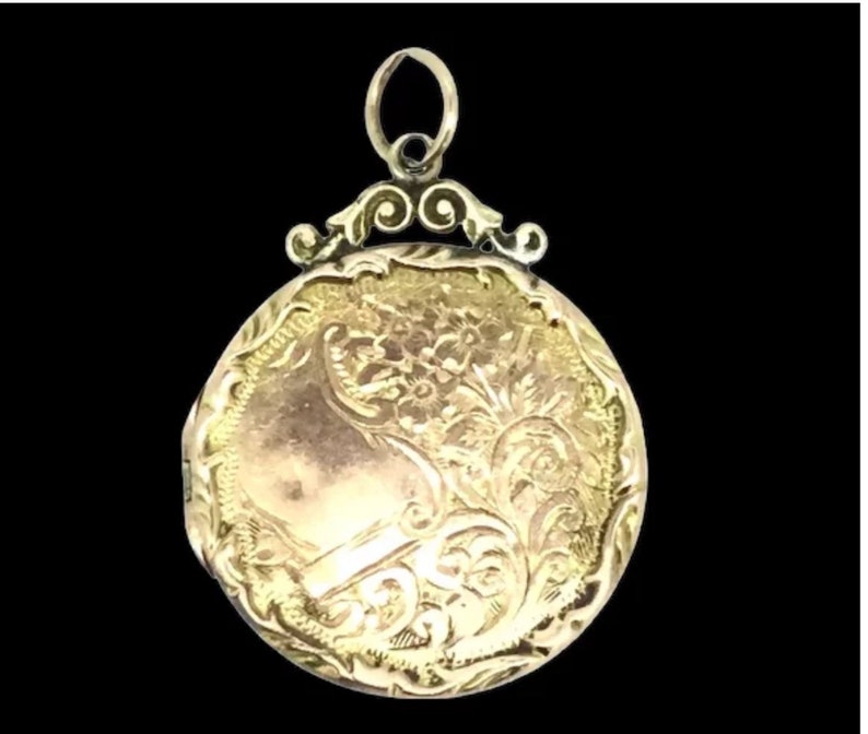 Antique Edwardian Gold 9CT Aesthetic Engraved Patterns Locket Pendant