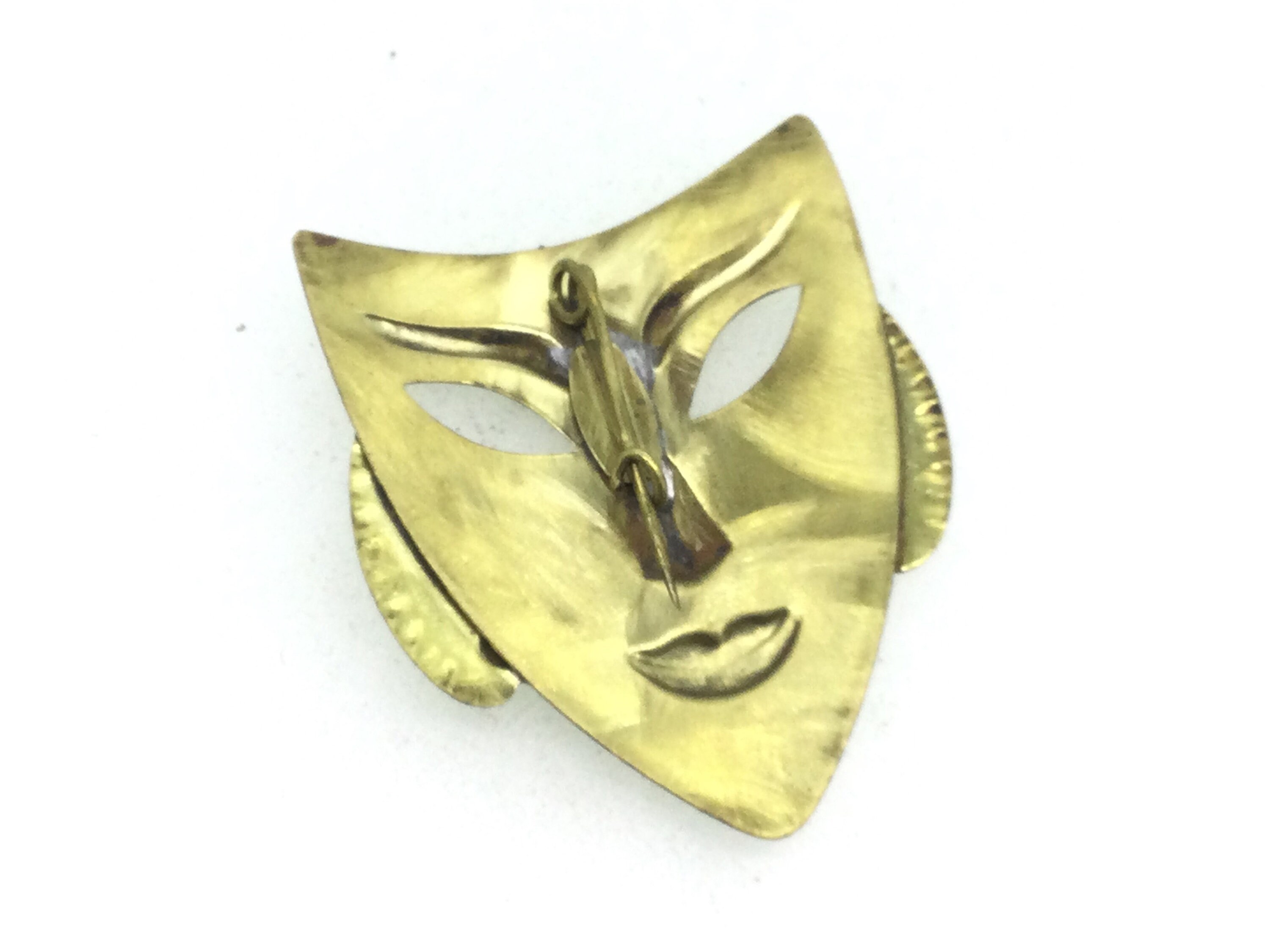 Magnifique Broche De Théâtre Ancienne - Strass Marron Sur Alliage - Occasion
