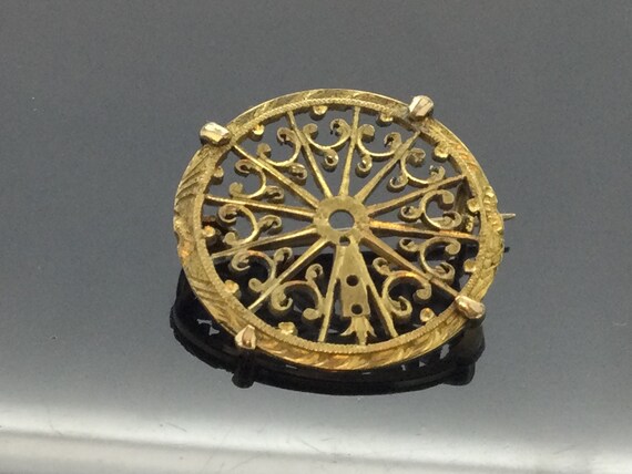 Antique Old Watch Brooch Pin Gilt Metal Astonishi… - image 2
