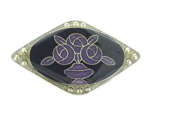 Broche émaillée Style Art Nouveau - Métal Laiton, Multicolore - Occasion Bon état