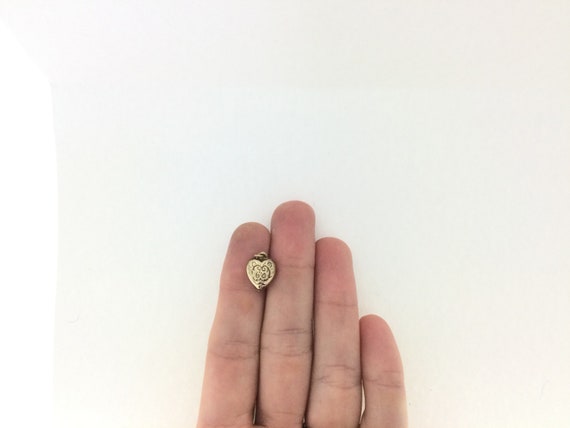 Victorian Small Heart Pendant Puffy Rolled Gold E… - image 3