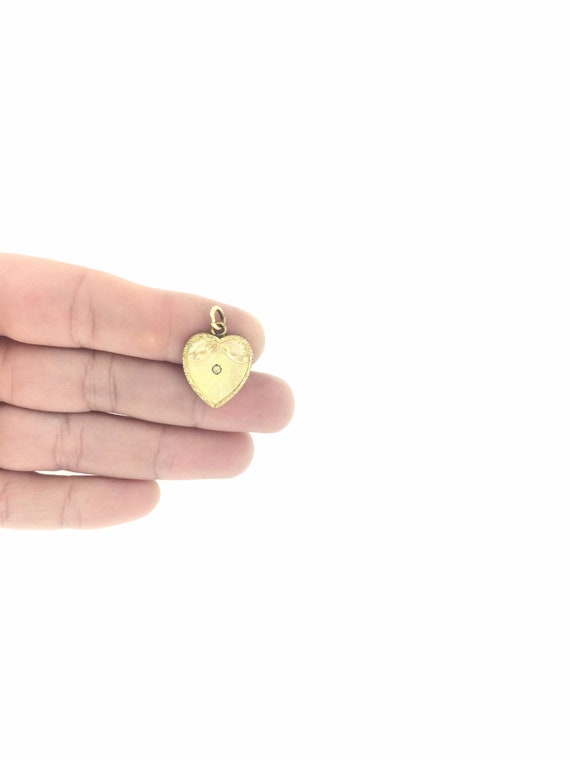 Antique Edwardian Patterned Paste Heart Pendant D… - image 4