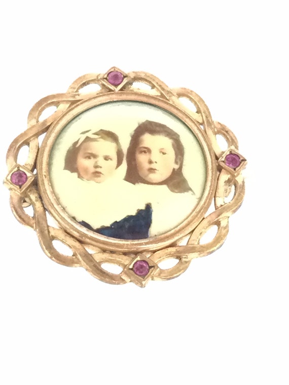 Antique Rose Rolled Gold Ruby Paste Stones French… - image 5