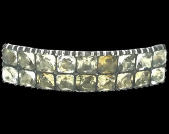 Antique Georgian Black Dot Paste Stones French Cut White Metal Brooch Pin