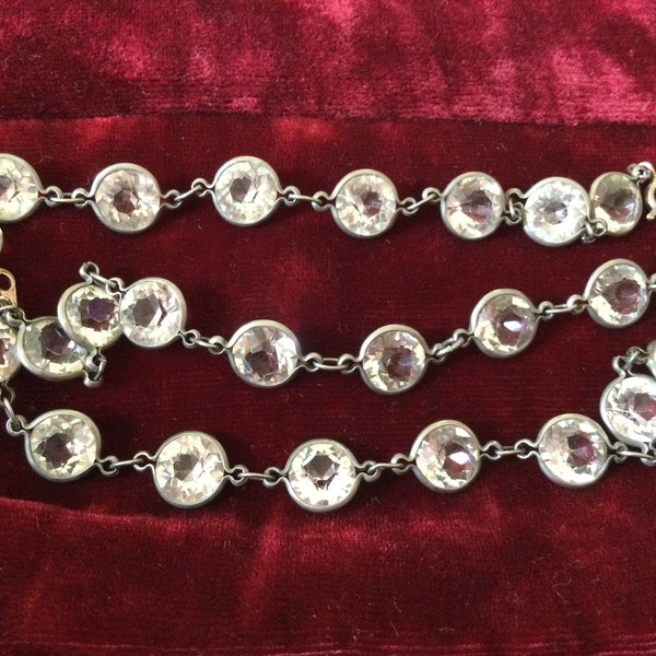 Art Deco Rock Crystal Rivière Necklace 15.5 Inches