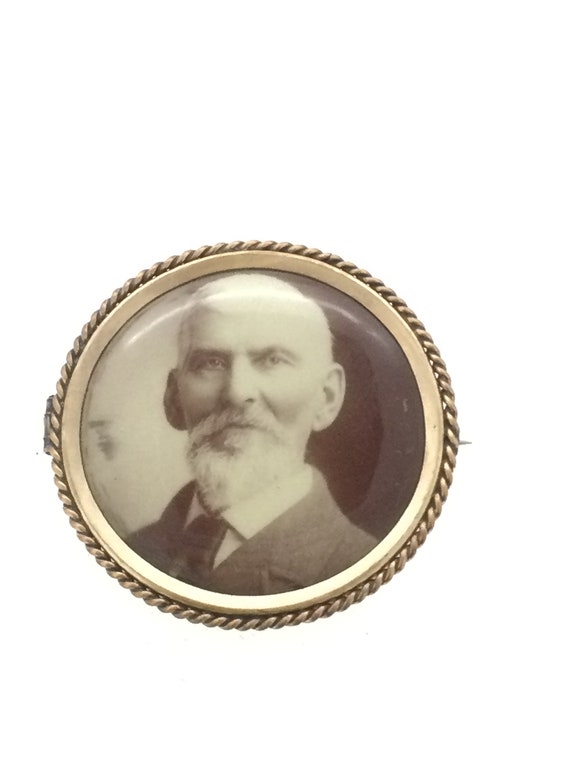 Antique Miniature Photograph Brooch Pin - image 2