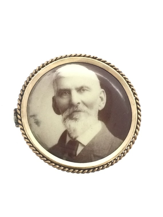 Antique Miniature Photograph Brooch Pin - image 1