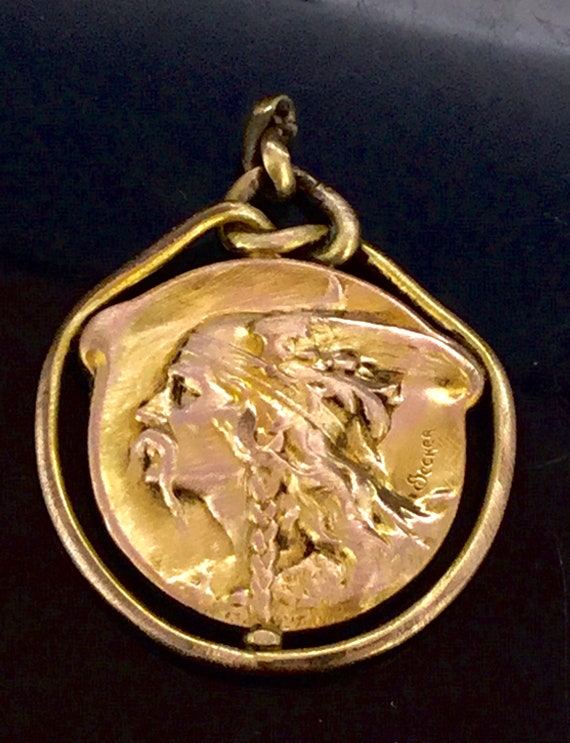 Antique Art Nouveau Gold Gilt Pendant