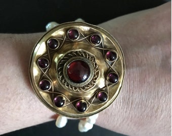 Pinchbeck Georgian Garnet Brooch Locket Spectacular