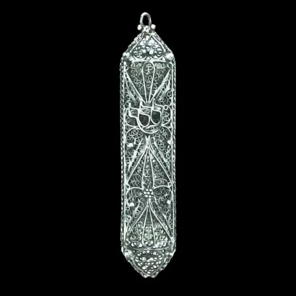 Antique Jewish Mezuzah Silver 800 Intricate Filigree