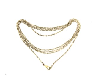 Victorian Long Guard Chain Necklace Dog Clip Clasp Rolled Gold 51’