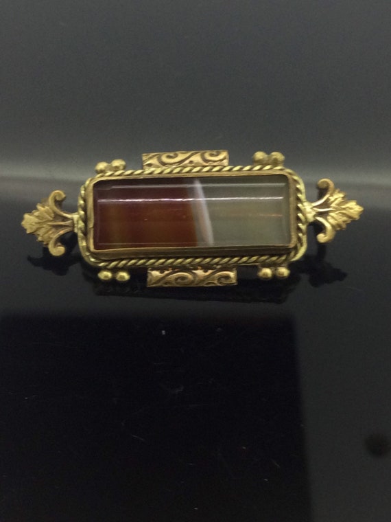 Antique Victorian Gilt Banded Agate Small German B