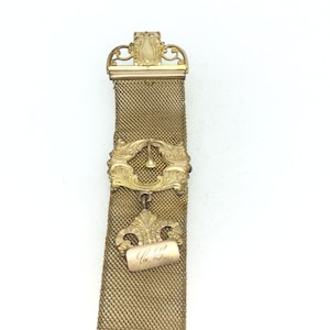 1911 Mesh Monogram Patented Garter Watch Fob Gold Filled