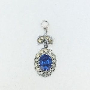 1930s Paste Pendant Blue and White Stones Divine