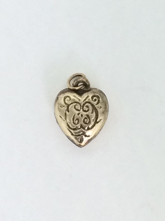 Victorian Small Heart Pendant Puffy Rolled Gold E… - image 6