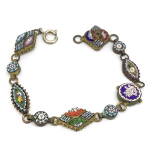 【vintage】希少　マイクロモザイク　ブレスレット ITALY製 マイクロモザイクヴィンテージブレスレット flower