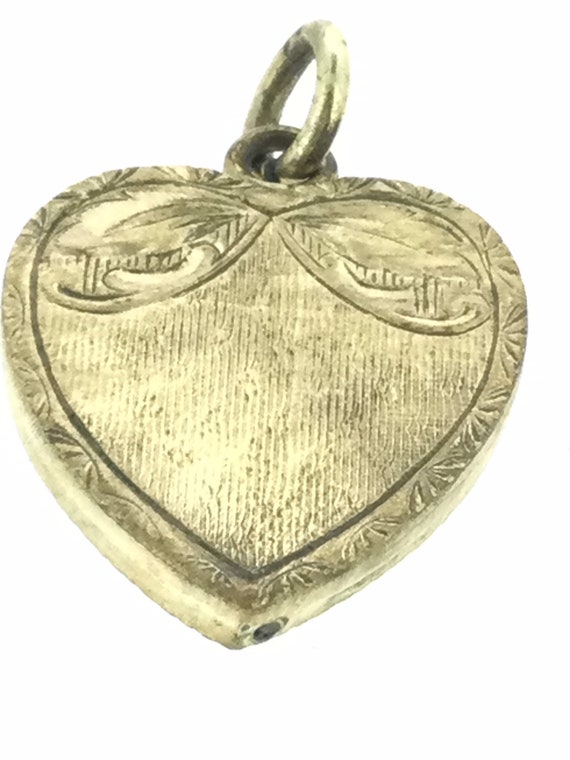 Antique Edwardian Patterned Paste Heart Pendant D… - image 6