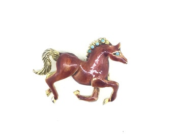 Vintage Enamelled Horse Brooch