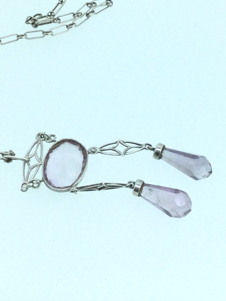Art Nouveau Amethyst Silver Sterling Hallmarked Necklace Divine