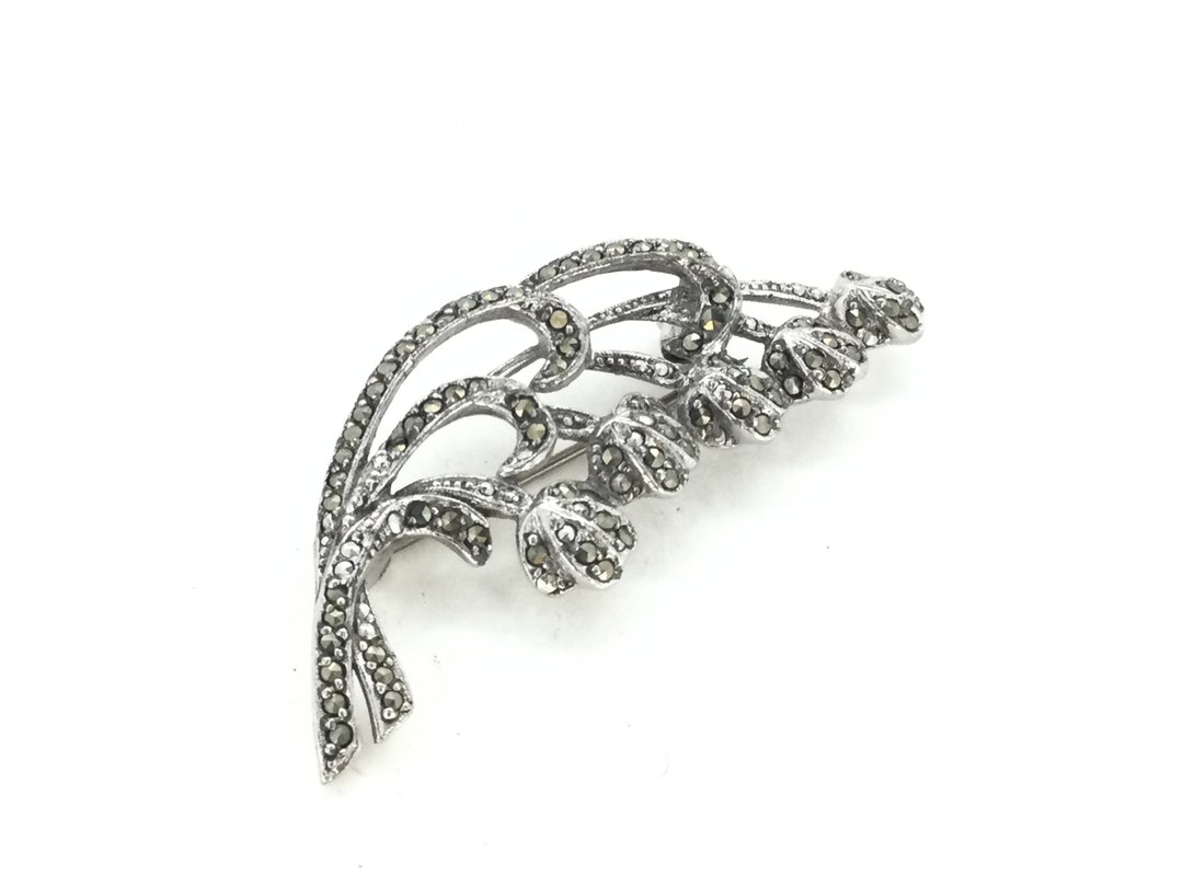 Broche Vintage Argent Massif Et Marcassites - Années 30/40 - Occasion