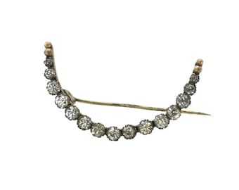 Victorian Half Moon Brooch Back Foiled Paste Stones