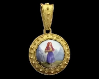 Antique Georgian Pinchbeck Hinged Locket Miniature Portrait