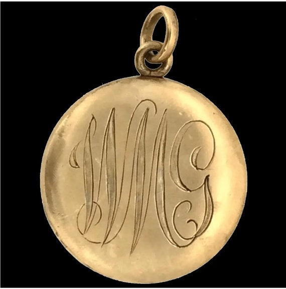 Antique Edwardian Monogram Locket Pendant Gold Shell Hallmarks