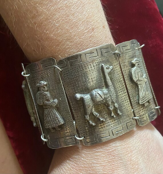 Peruvian Silver 900 Bracelet Heavy Articulated Vintage - Etsy