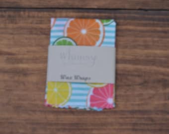 Beeswax Wraps, Beeswax Food Wraps, Reusable Beeswax Wraps, Fruit Slice Print Beeswax Wraps, Multiple sizes to choose from.