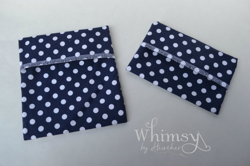 Lunch set Navy Polka Dot sandwich bags reusable sandwich bag ecofriendly lunch set reusable snack bag