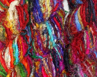 A-Grade Himalaya Recycled SARI SILK FABRIC Yarn Knit Woven Crochet