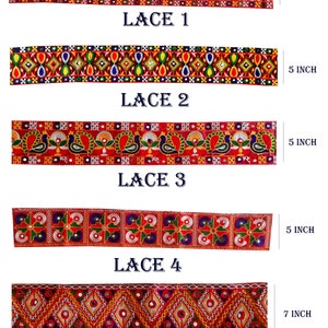 Traditional Embroidered Mirror Work Cotton Fabric Lace Borer Trim for crafting, sewing and cloth accessories.