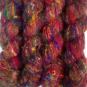 A-Grade Himalaya Riciclato PURA SETA FILATO MORBIDO Maglia Tessuto Uncinetto 002 Red Shaid