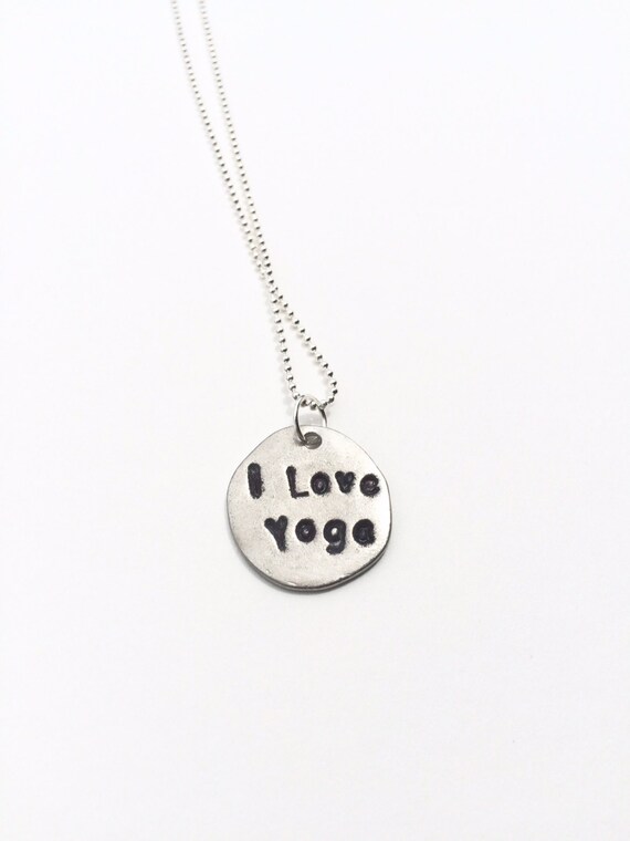 Items similar to I Love Yoga Necklace Hand Stamped Yoga Jewelry