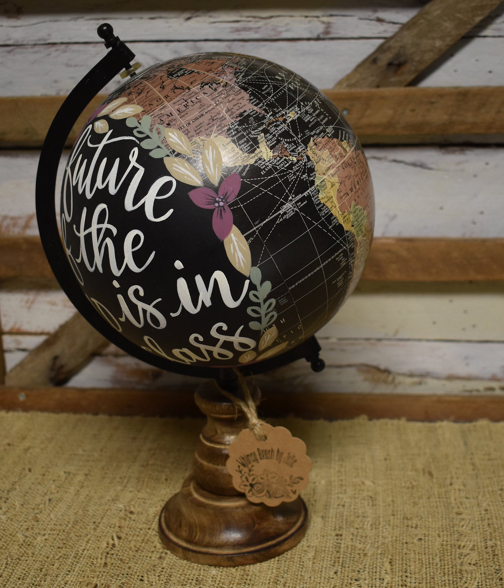 World Globe Teacher Gift ClassroomDecor Hand Painted