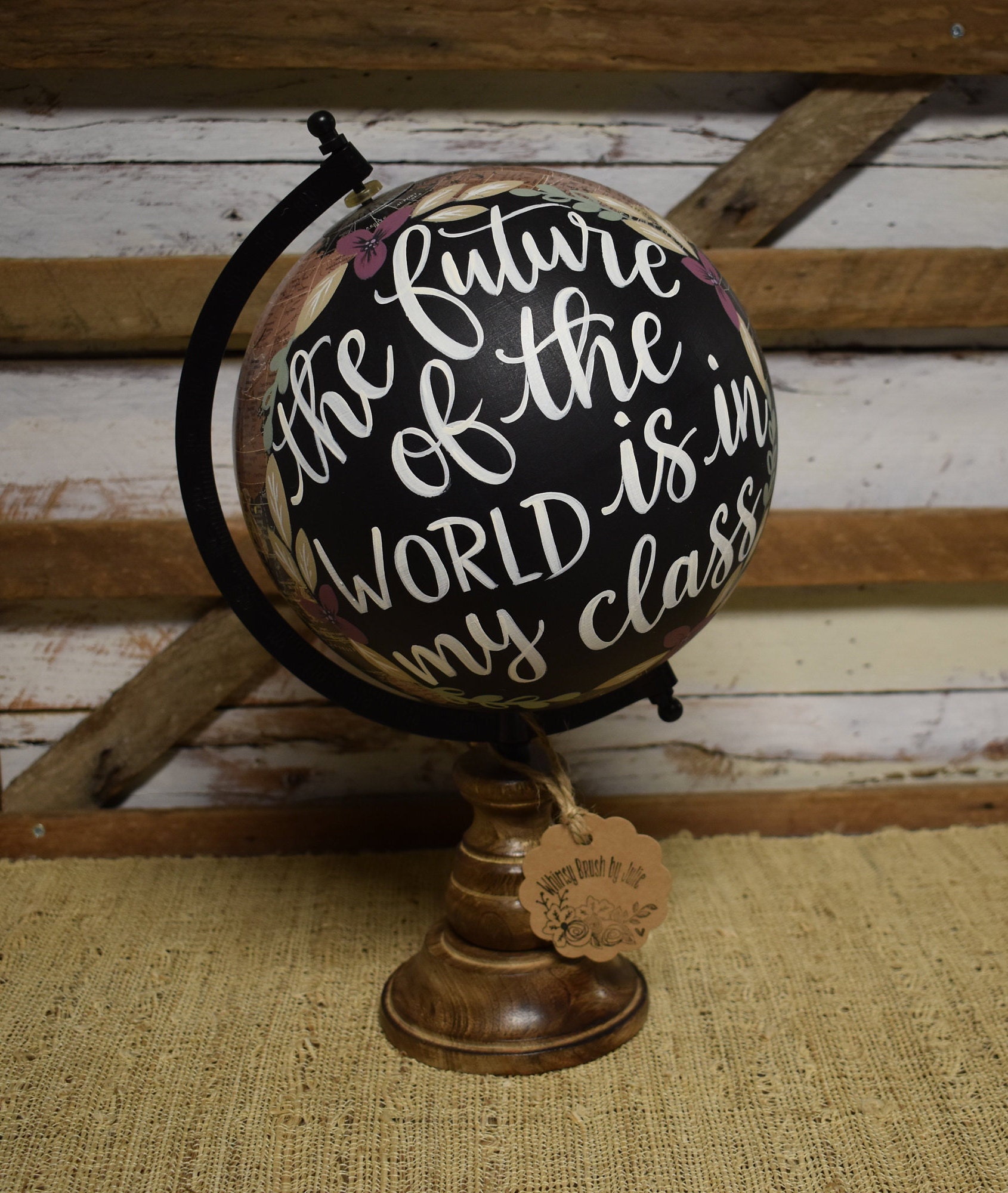 World Globe Teacher Gift ClassroomDecor Hand Painted